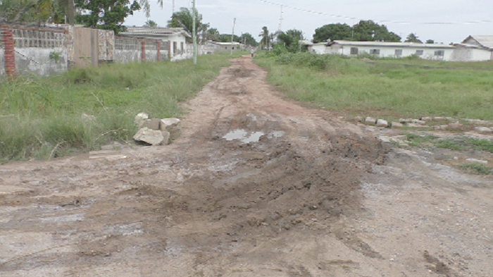 A portion of the Keta area road in a deplorable state. 