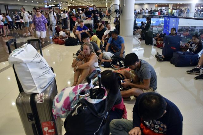  Thousands of travellers have been stranded by the airport closure 