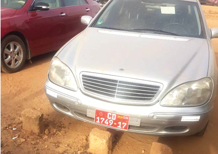 The Mercedes Benz saloon car impounded by the Customs Division of the Ghana Revenue Authority at Sumbrungu