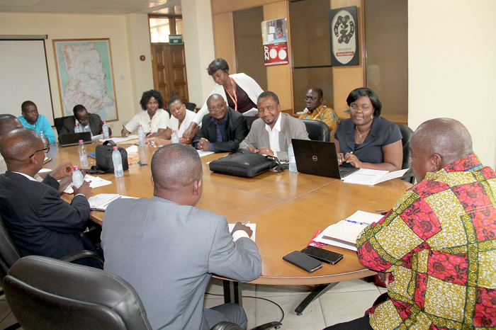  Mr Ransford Tetteh (inset), Ag. Managing Director, Graphic Communications Group Limited (GCGL), addressing the delegation in his office. Picture: EDNA ADU-SERWAA