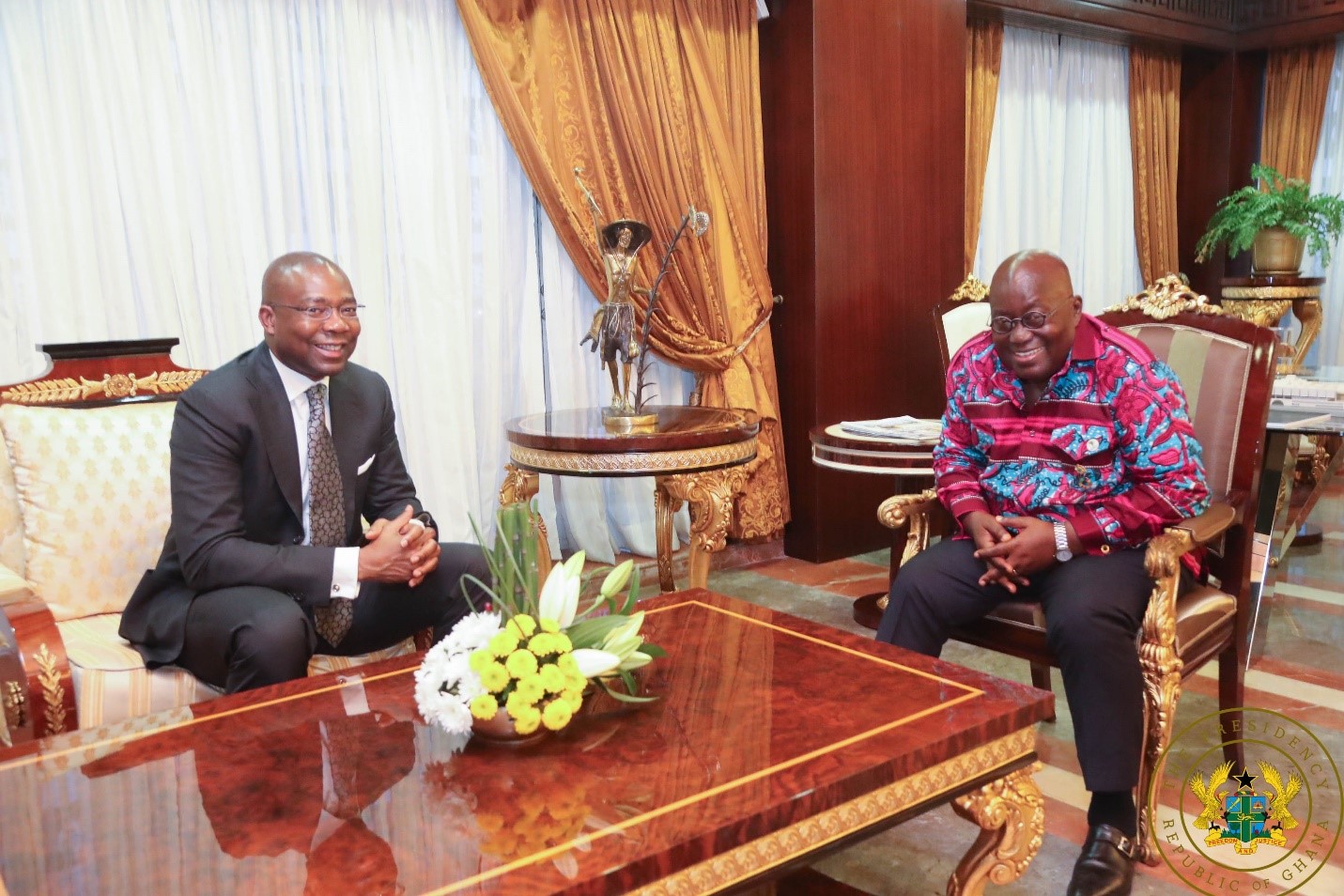 President Akufo-Addo in a chat with Mr. Aigboje Aig-Imoukhuede, Founder and Chairman of the Africa Initiative for Governance