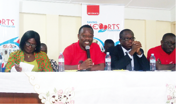 Nii Okai speaking at the launch of the 40 Hearts campaign