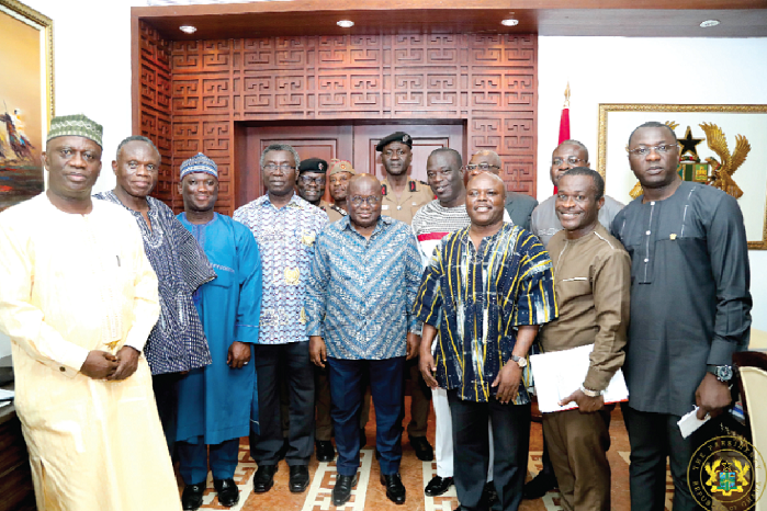  President Akufo-Addo with members of the Ministerial Co-ordinating Committee and the Technical Implementation Committee