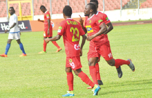 Kumasi Asante Kotoko players celebrating their goal• Kumasi Asante Kotoko players celebrating their goal