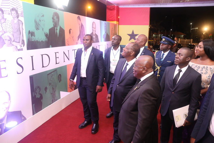 President Akufo-Addo and President Alassane Ouattara at an exhibition held in honour of the latter in Accra