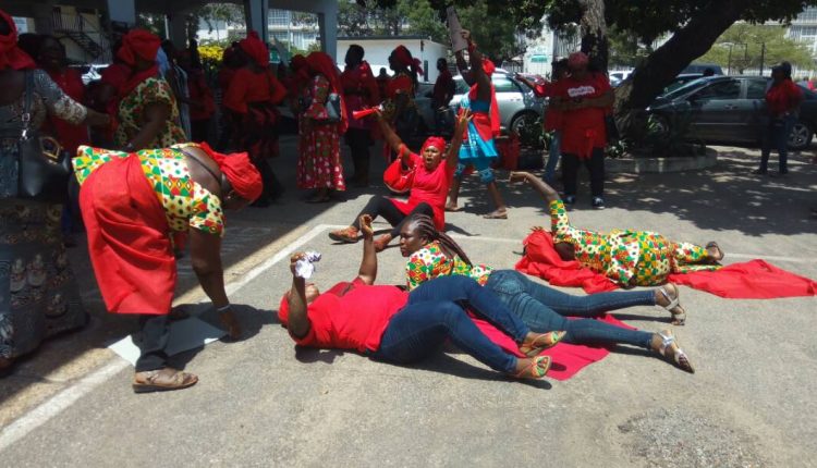 School feeding caterers protest at Gender Ministry over unpaid debts