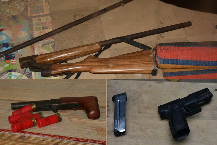 Some of the guns seized from the illegal miners