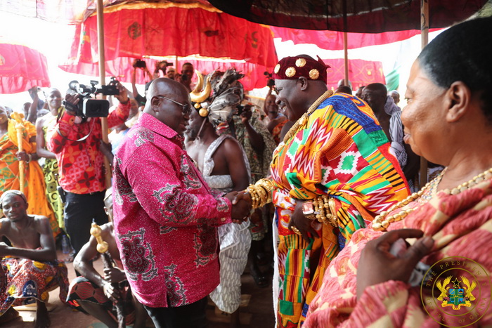 The Chief of Ejura welcoming President Akufo-Addo to the ceremony