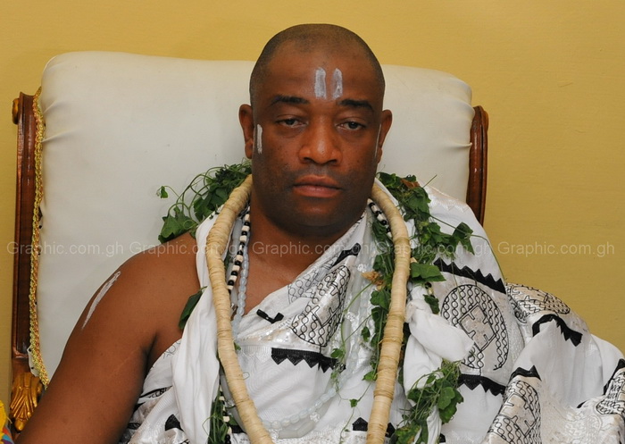 King Tackie Teiko Tsuru after he had been taken through customary rites at the Ga Mantse Palace in Accra