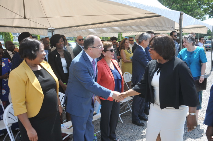 Ms Shirley Ayorkor Botcwey exchanging pleasantries with some members of the Diplomatic Corps. With her is  Mrs Christine Evans-Klock (right)