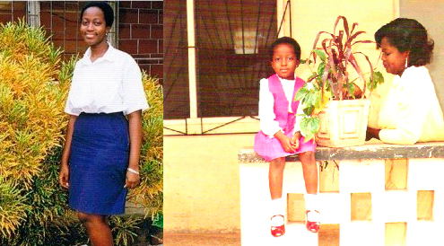 Young Naa in her Akosombo International School uniform and with her mum