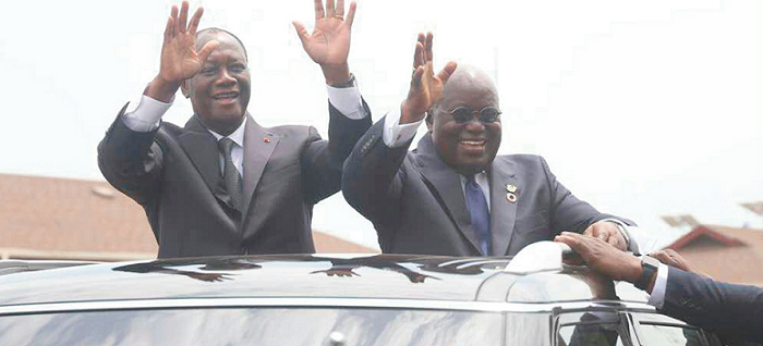  President Akufo Addo and Alassane Ouattara during his visit to Ghana