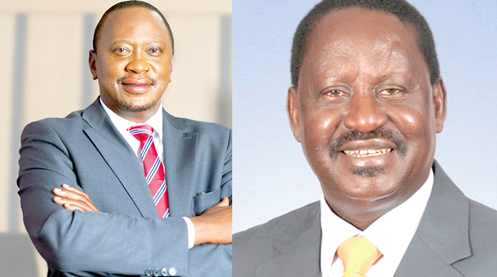 President Uhuru Kenyatta (left) and Mr Raila Odinga (right)— Opposition Leader 