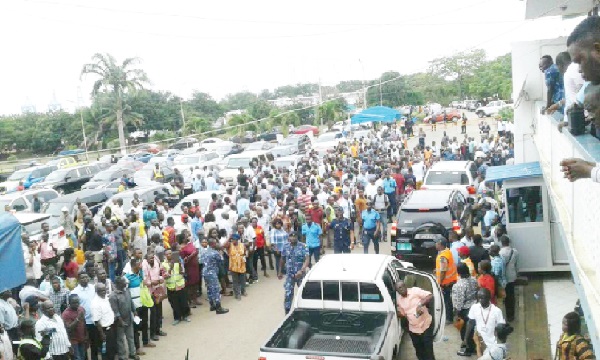 Some customs officials and freight forwarders at the Tema Port