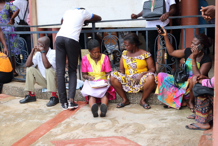 Parents waiting to go through the registration process at the Kumasi Anglican High School