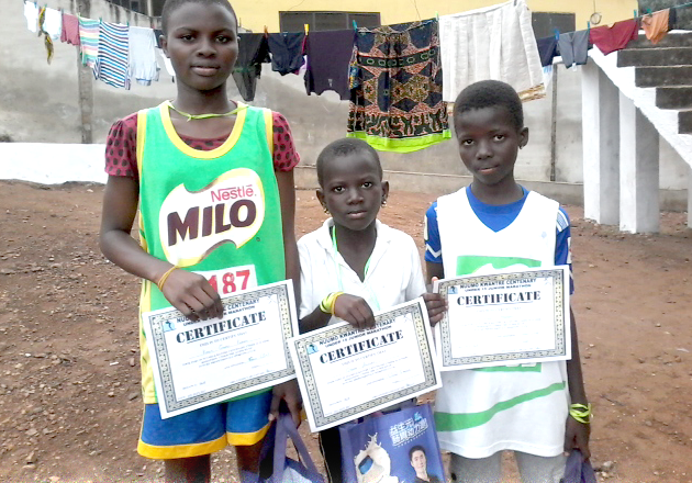 From left to right: Kelly Grace Kotey, Grace Ashiley and Jessica Amartey, winners of the Girls contest, displaying their certificates