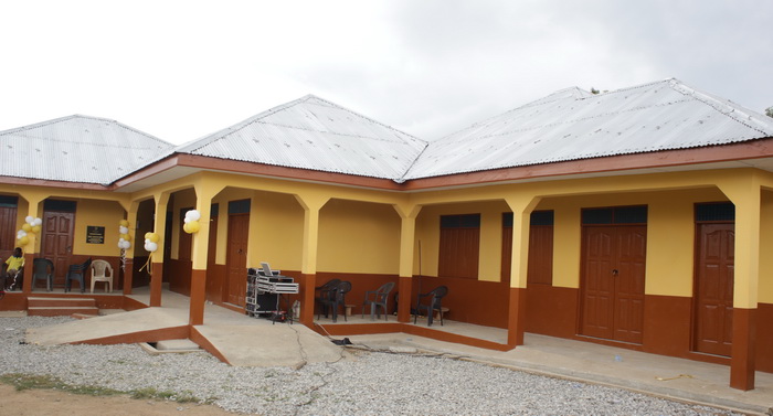  Front view of the newly constructed classroom block at Breman Gyamera.