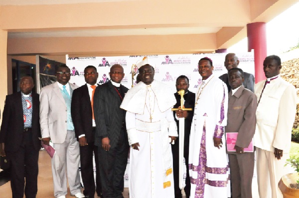 Archbishop Prof. Dr Asafo-Agyei (middle) with dignitaries at the launch of the foundation