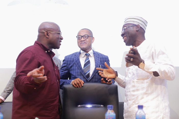 Mr Osei Kyei Mensah-Bonsu (left), Majority leader and Minister of Parliamentary Affairs, interacting with Alhaji Inusah Fuseini (right), Ranking Member,  Committee on Constitution, Legal and Parliamentary Affairs and Mr Ben Abdallah Banda, Chairman, Committee on Constitution, Legal and Parliamentary Affairs.