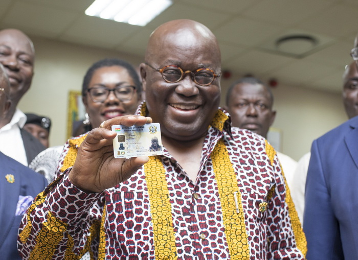 President Akufo-Addo diplaying his new Ghana Card