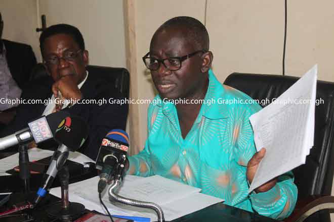 Prof. Kwasi Opoku-Amankwa explaining some points during the media briefing. Picture: EDNA ADU-SERWAA