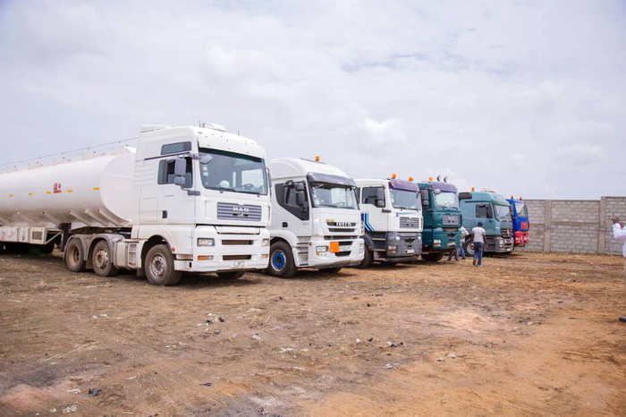 A line-up of the impounded fuel tankers