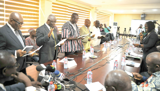 Members of the Bui Power Authority Board being sworn-in.