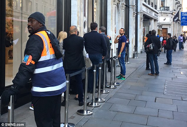Only a few people showed up outside Apple's flagship store in London for the release of the iPhone 8 this morning   
