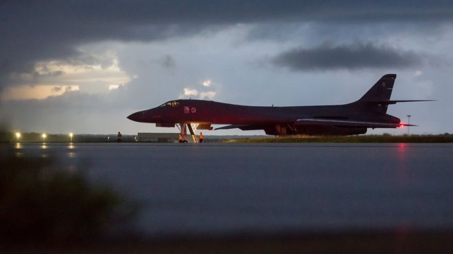 The bombers staged a show of force close to North Korea's east coast