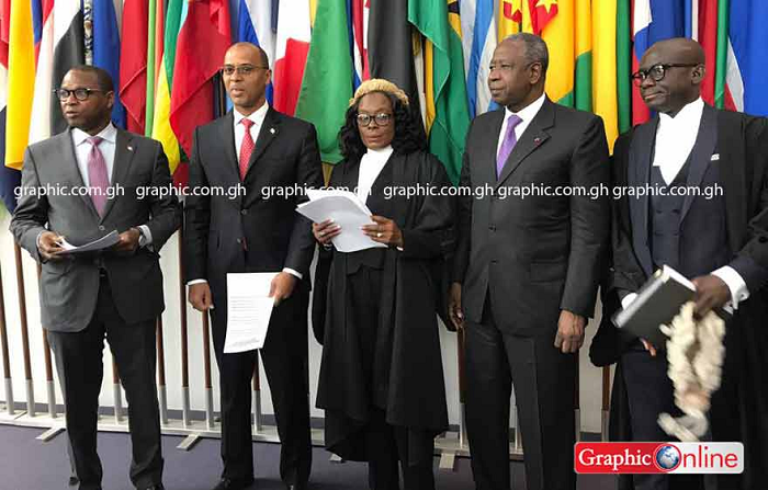 Ghana and Cote d'Ivoire reading the joint press statement after the judgement 