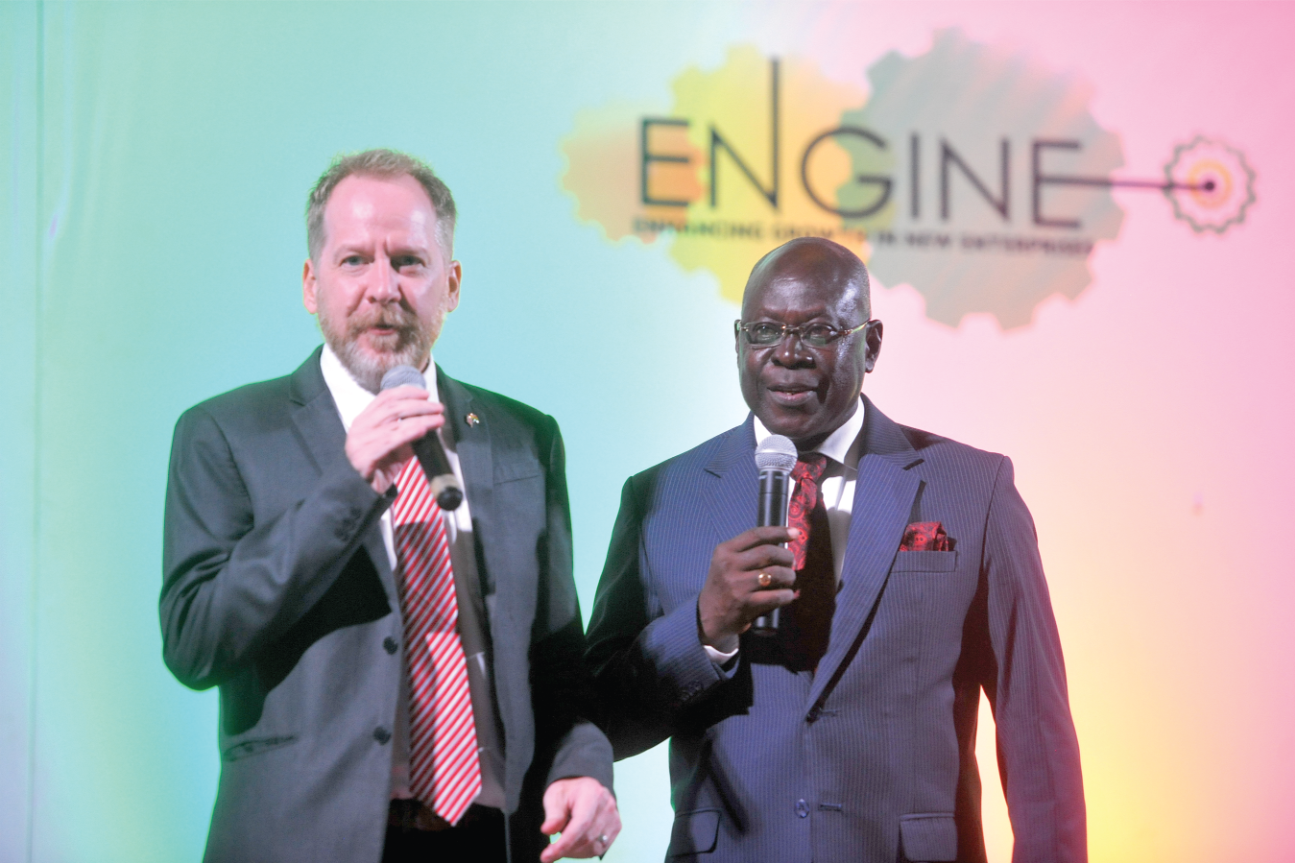 Mr Philip Smith, Country Director, DFID Ghana, and  Mr Joe Tackie, the Chief Director of the Ministry of Business Development, jointly  launching the  2017 enhancing development of Ghanaian entrepreneurs conference and exhibition in Accra.