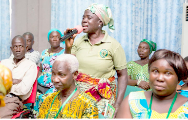 One of the women expressing her delight at the intervention