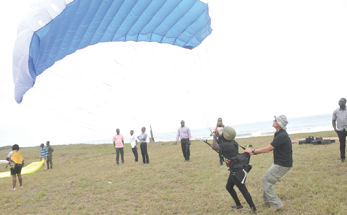  An advanced instructor and examiner taking some participants through the initial stages in paragliding. Picture:  EBOW HANSON