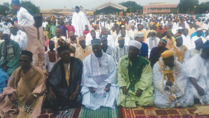 The Northern Regional Minister, Mr Salifu Sa-eed (2nd left), joined his fellow Muslims at the Jubilee Park to mark this year's Eid-ul- Adha celebration 