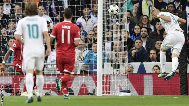 Karim Benzema heads in for Real from Marcelo's fine left-wing cross 