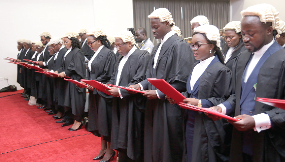 The new lawyers taking the oath. Picture: EMMANUEL ASAMOAH ADDAI 