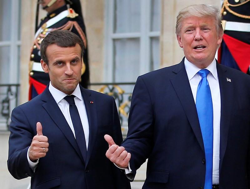 US President Donald Trump and his French counterpart Emmanuel Macron 