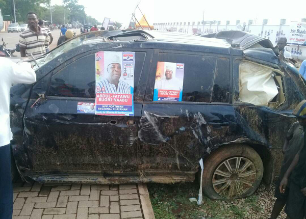 Bugri Naabu tows accident vehicle to NPP delegates conference grounds