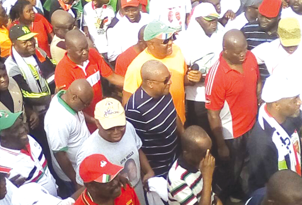 Former President Mahama leading the unity walk