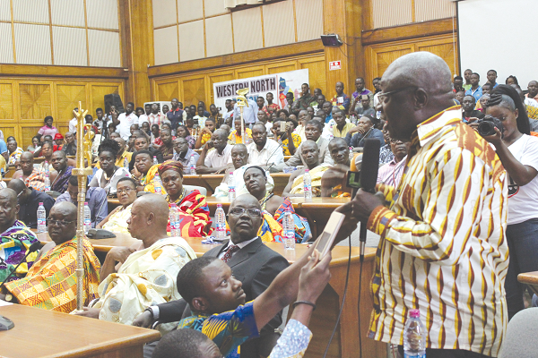  Dr Owusu Afriyie, MP for Sefwi Wiawso making a presentation at the forum. Picture: BENEDICT OBUOBI