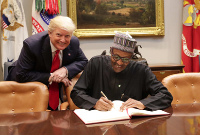 Presidents Trump and Buhari during their meeting
