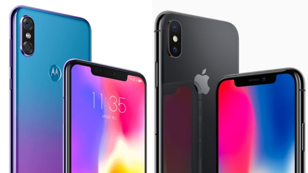 Both phones feature a 'notch' at the top of the screen