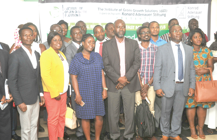 Mr Adams Fusheini (middle) with participants after the meeting. Picture: EBOW HANSON
