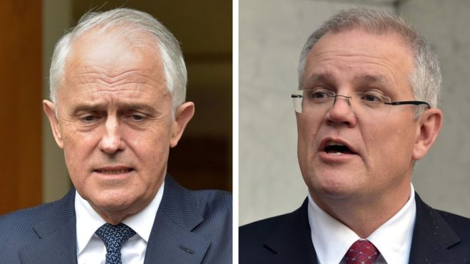 Malcolm Turnbull (left) will be succeed by Scott Morrison