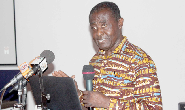 Prof. Kwaku Ohene-Frempong, President, Sickle Cell Foundation of Ghana, speaking at the dissemination meeting on newborn screening for sickle cell disease at the Korle-Bu Teaching Hospital. Picture: INNOCENT K.OWUSU