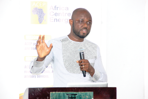 Mr Benjamin Boakye, Executive Director of Africa Centre for Energy Policy (ACEP), speaking at the forum on petroleum contract governance in Ghana. Picture: Maxwell Ocloo