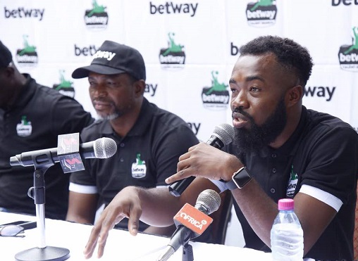 Country Manager (Operations) of Betway, Magnus Rex Danquah Jnr. addressing a press briefing.