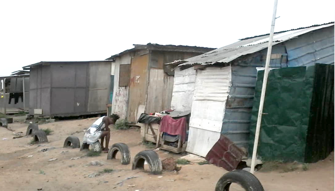 A typical ‘house’ without sanitation facilities at the ‘Kiosk Estate’.