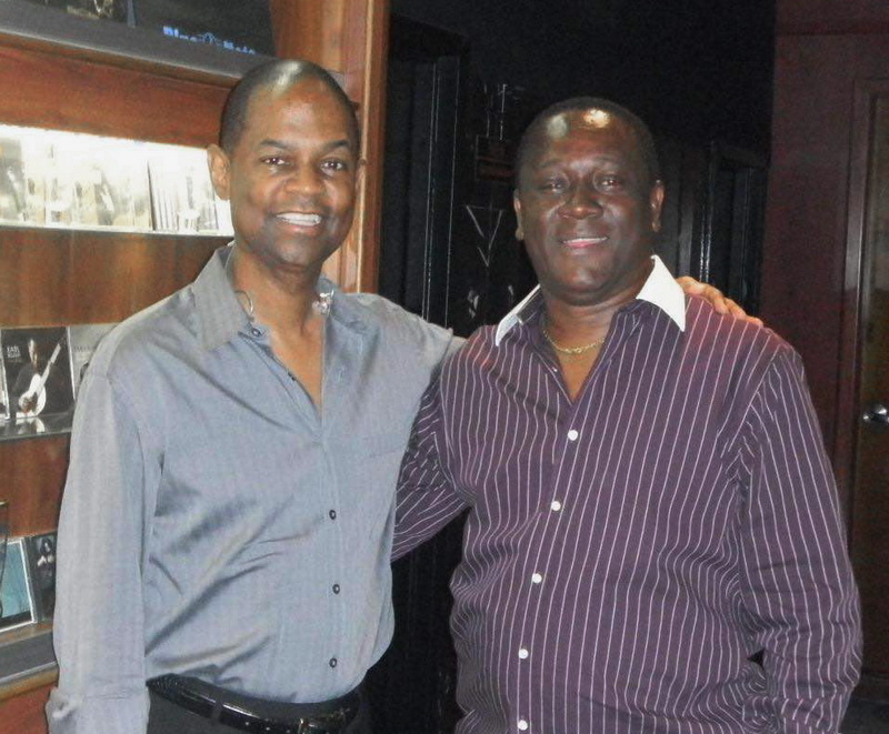 United States-based Ghanaian guitarist, Nathan Pryce, (right) with Earl Klugh