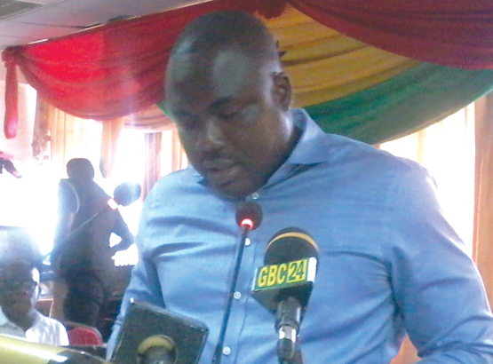 Mr Felix Mensah Nii Annang-La, the MCE for Tema addressing the assembly meeting
